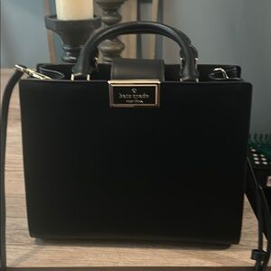 Kate Spade Black Satchel with Gold Hardware and Textured Finish